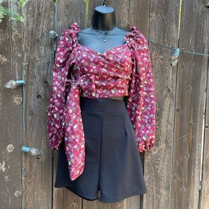 Women cute crop top long sleeve